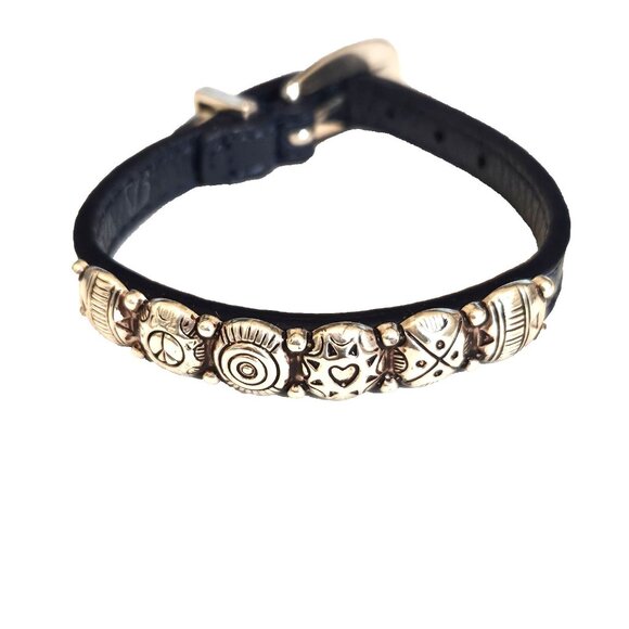 Brighton Harmony Bandit Silver Plated & Blue Leather Strap Bracelet - Picture 1 of 3